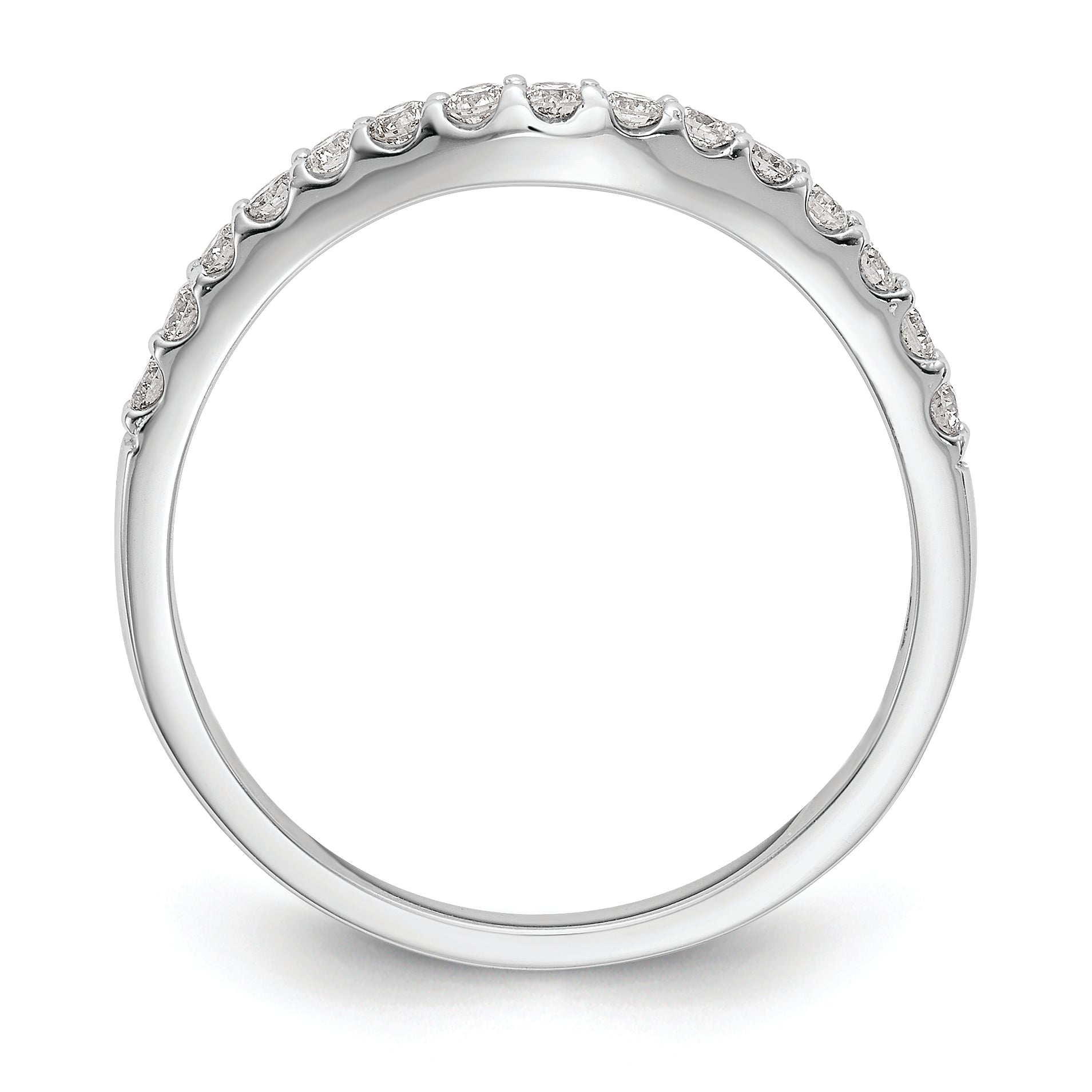 14K White Gold 1/4 carat Diamond Contoured Complete Wedding Band Secondary image