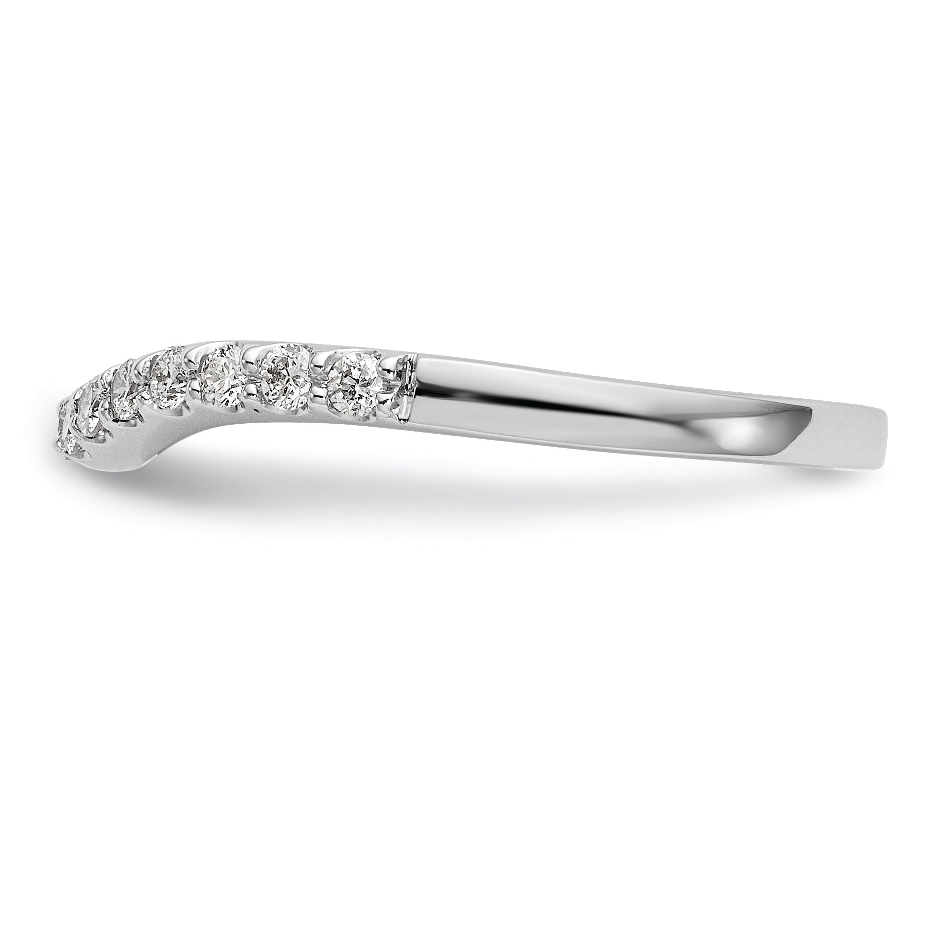 14K White Gold 1/4 carat Diamond Contoured Complete Wedding Band