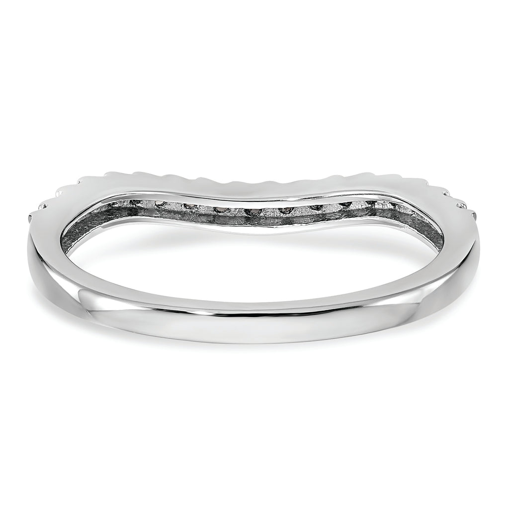 14K White Gold 1/4 carat Diamond Contoured Complete Wedding Band
