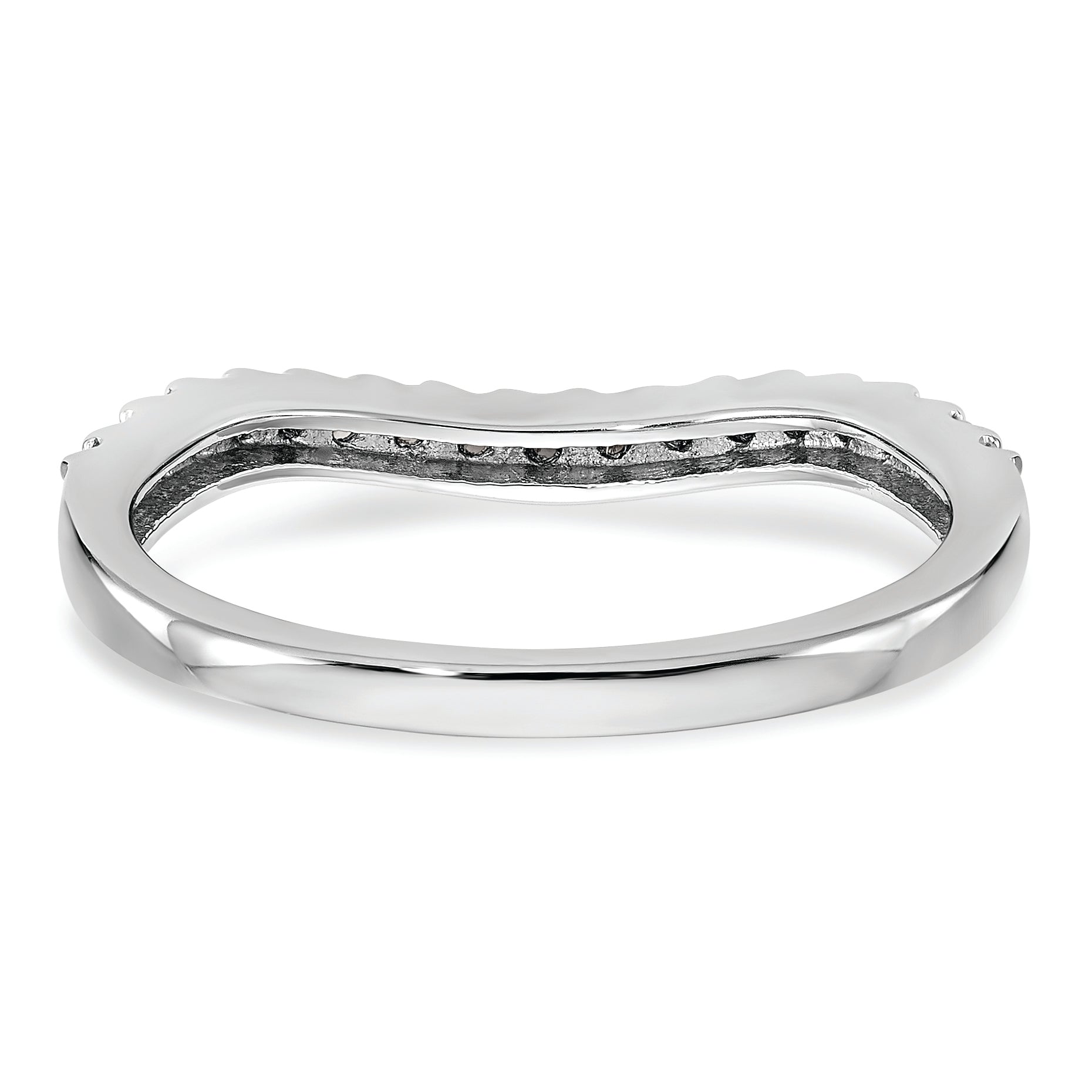 14K White Gold 1/4 carat Diamond Contoured Complete Wedding Band