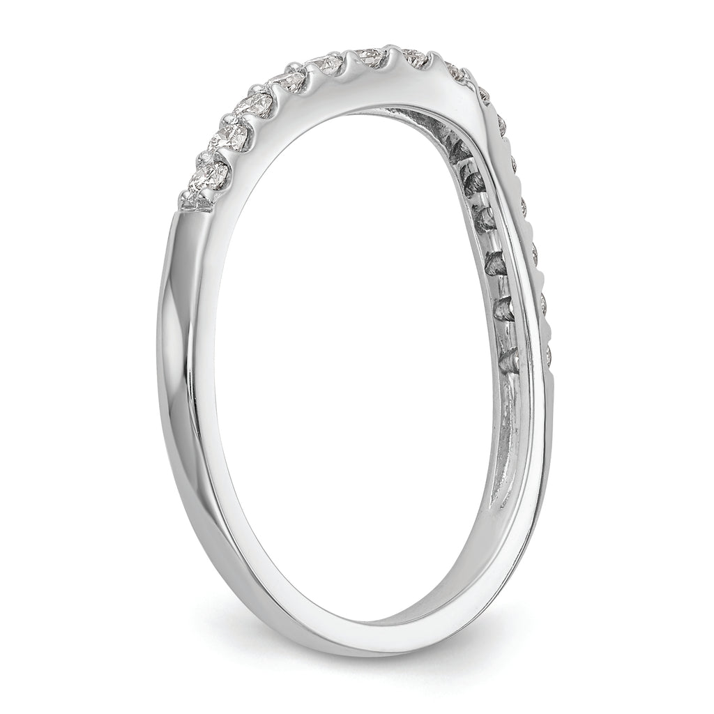 14K White Gold 1/4 carat Diamond Contoured Complete Wedding Band