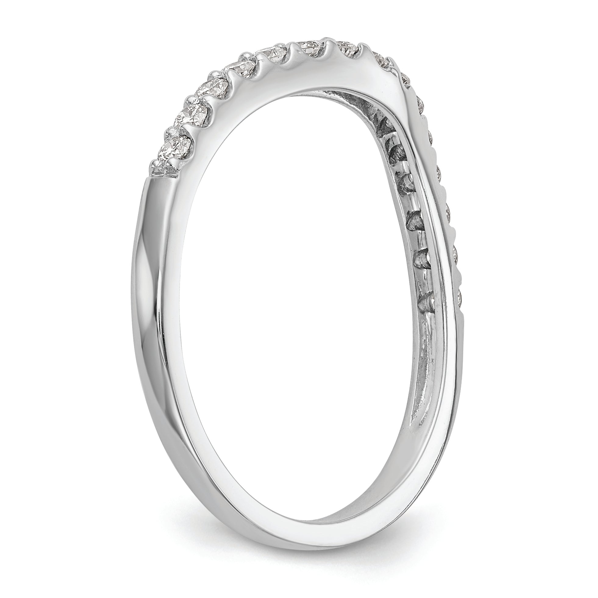 14K White Gold 1/4 carat Diamond Contoured Complete Wedding Band