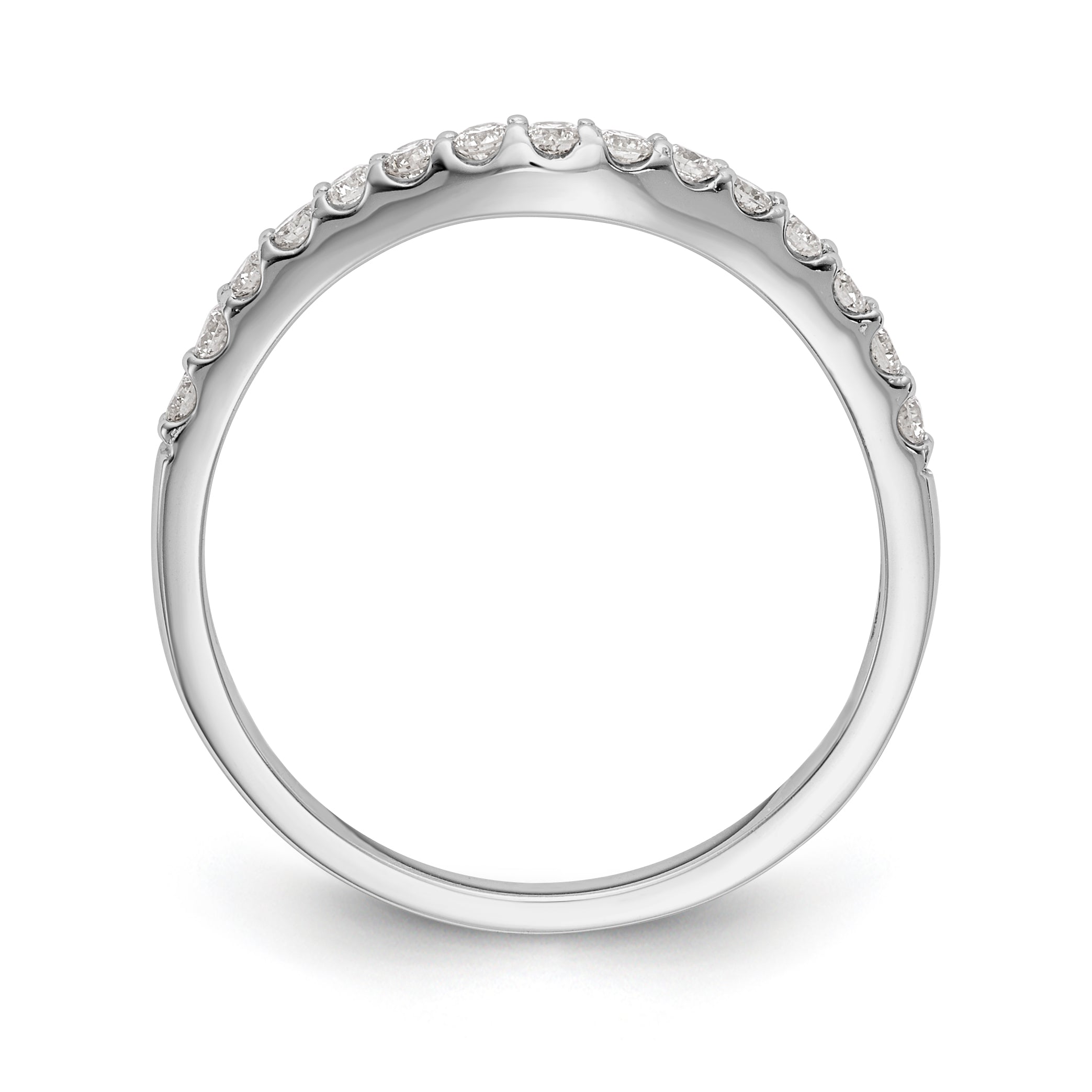 14K White Gold 1/4 carat Diamond Contoured Complete Wedding Band - 7