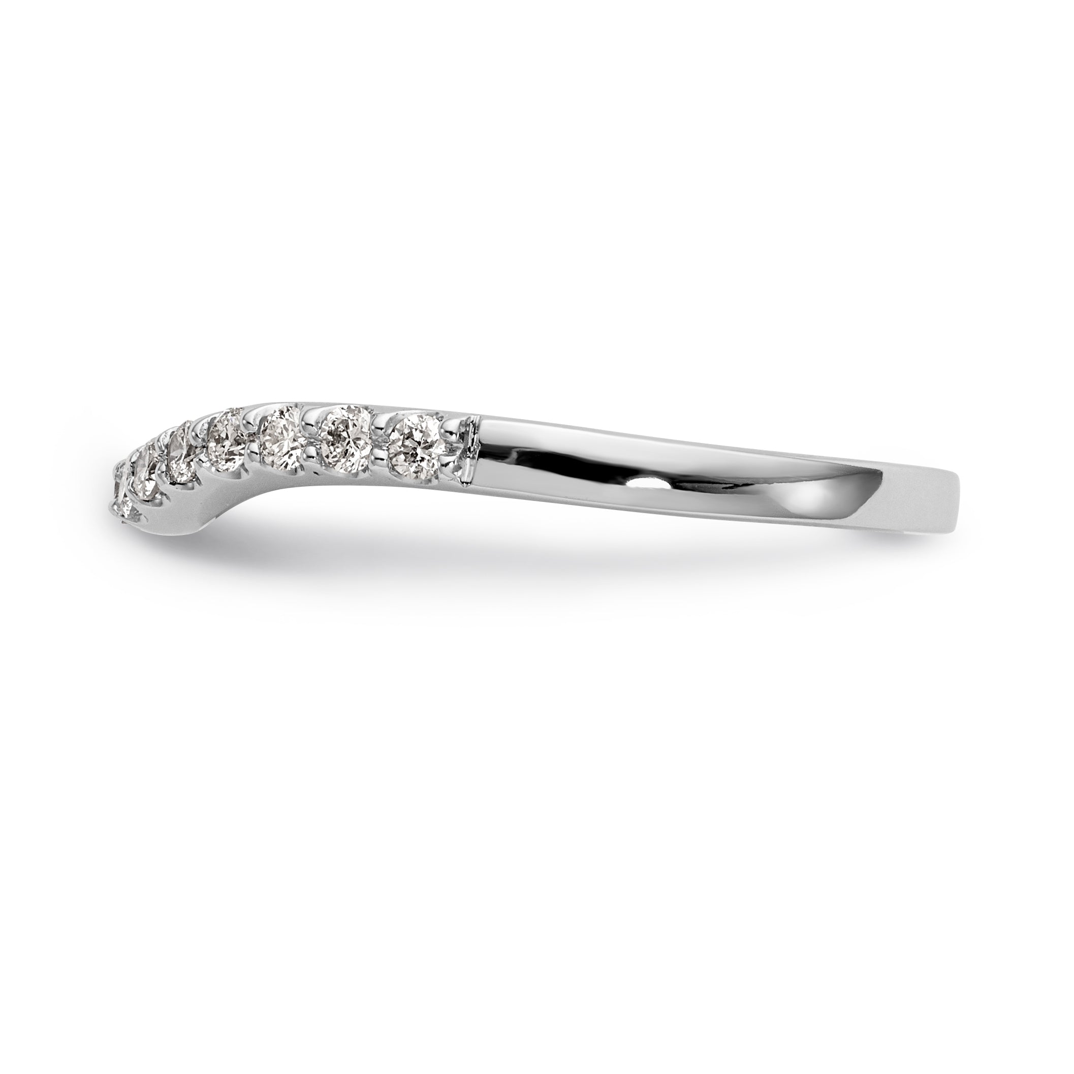 14K White Gold 1/4 carat Diamond Contoured Complete Wedding Band - 7