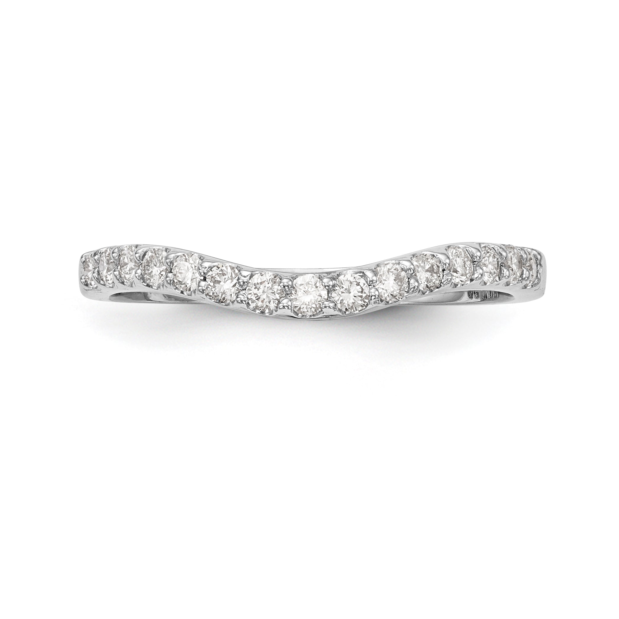14K White Gold 1/4 carat Diamond Contoured Complete Wedding Band - 7