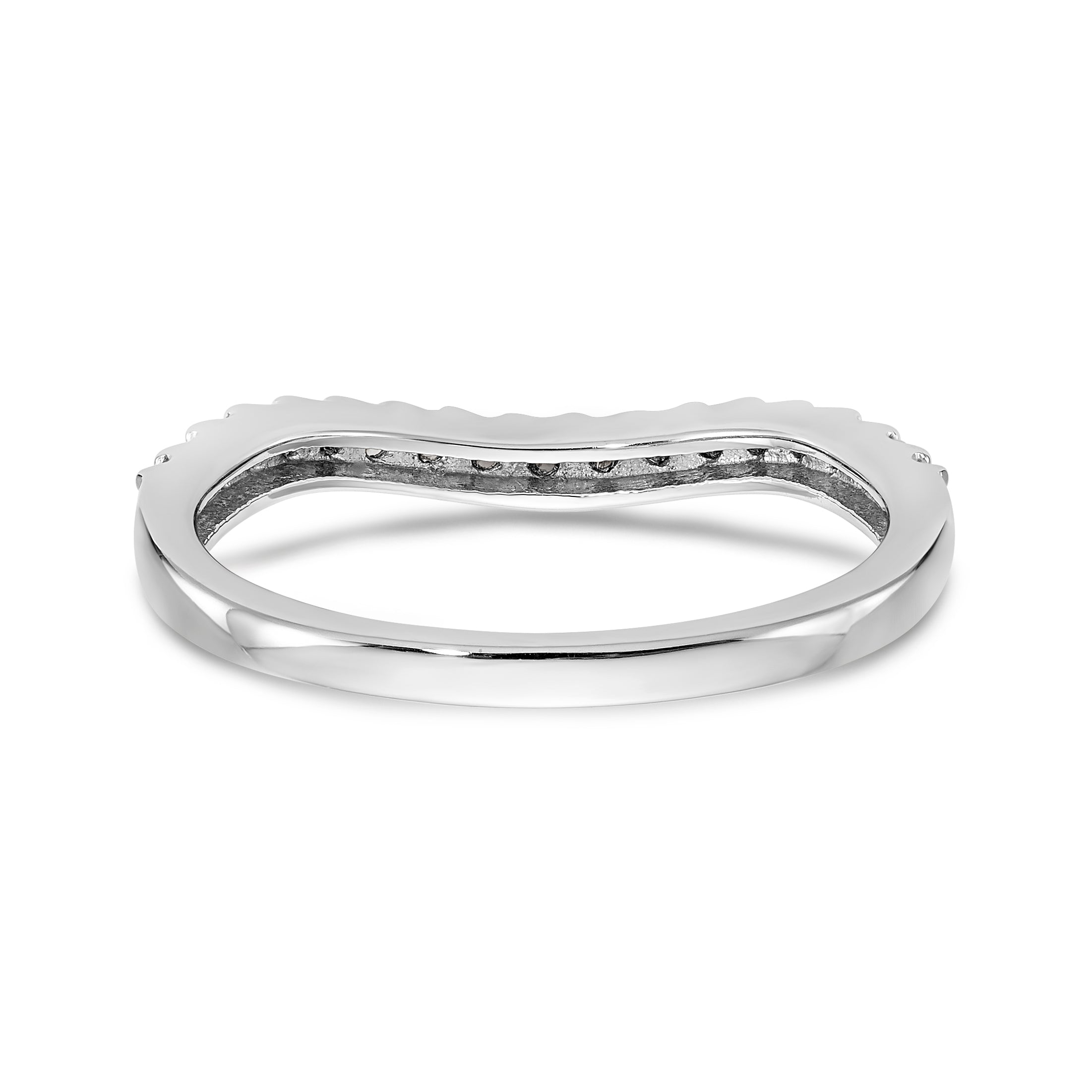 14K White Gold 1/4 carat Diamond Contoured Complete Wedding Band - 7