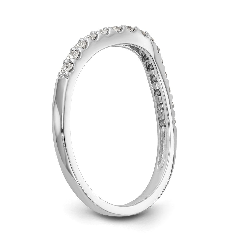 14K White Gold 1/4 carat Diamond Contoured Complete Wedding Band - 7