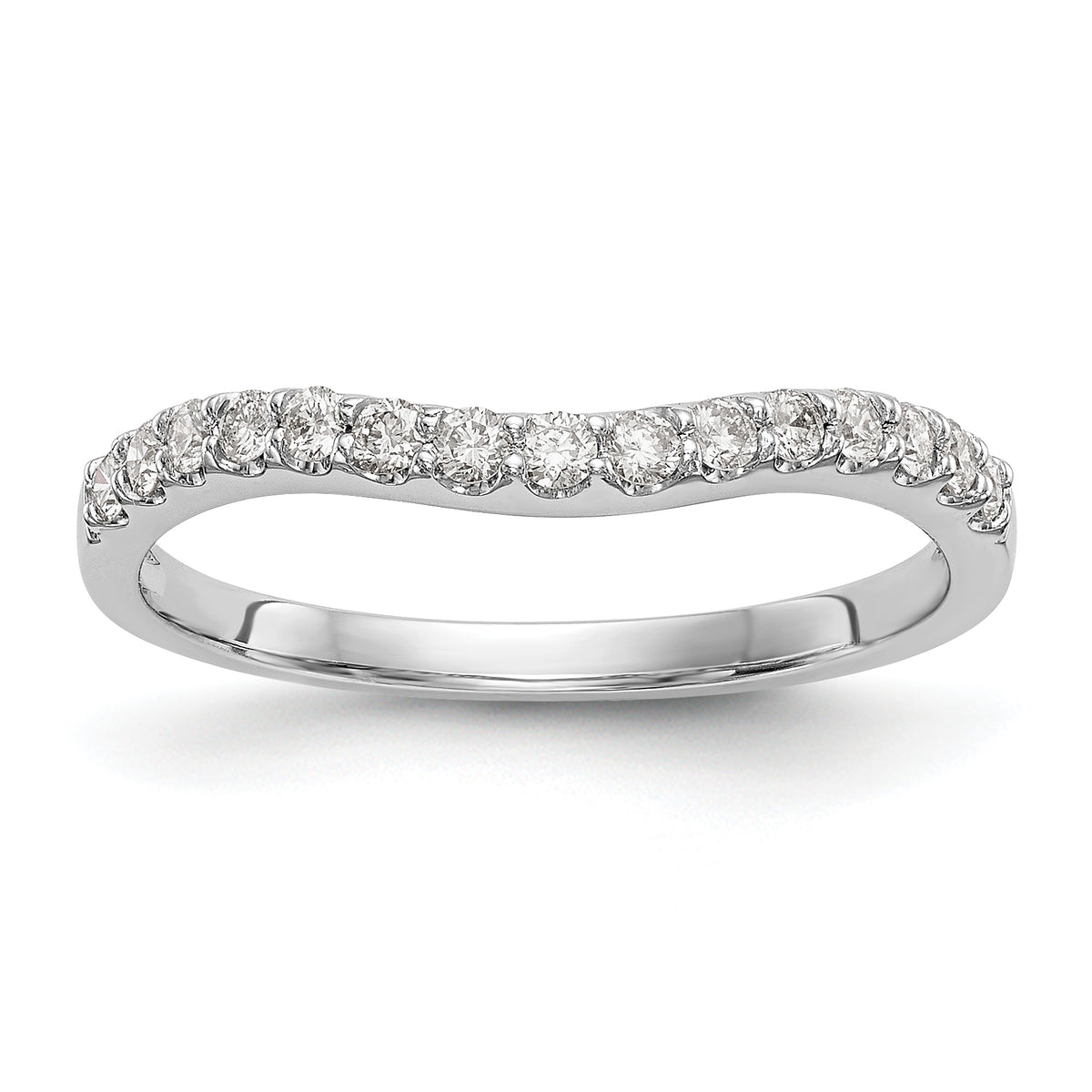 14K White Gold 1/4 carat Diamond Contoured Complete Wedding Band - 7