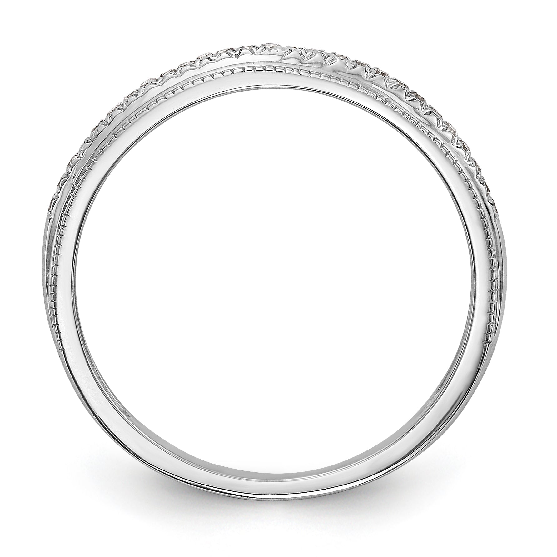14K White Gold 1/15 carat Diamond Complete Wedding Band - 7