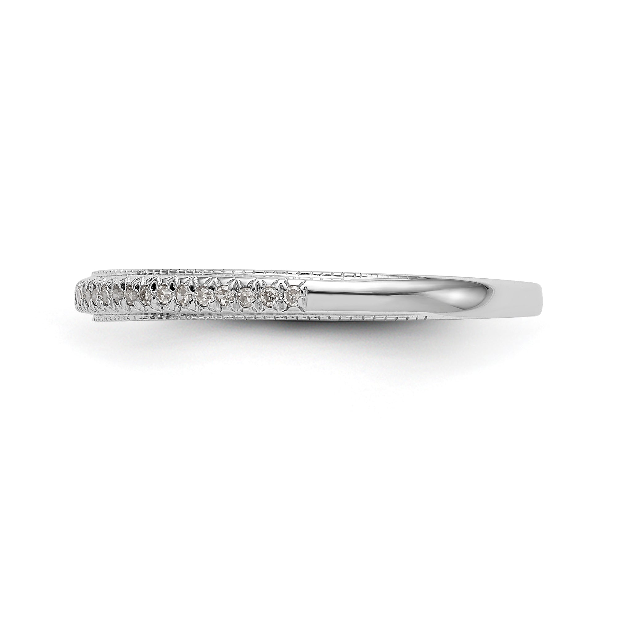 14K White Gold 1/15 carat Diamond Complete Wedding Band - 7