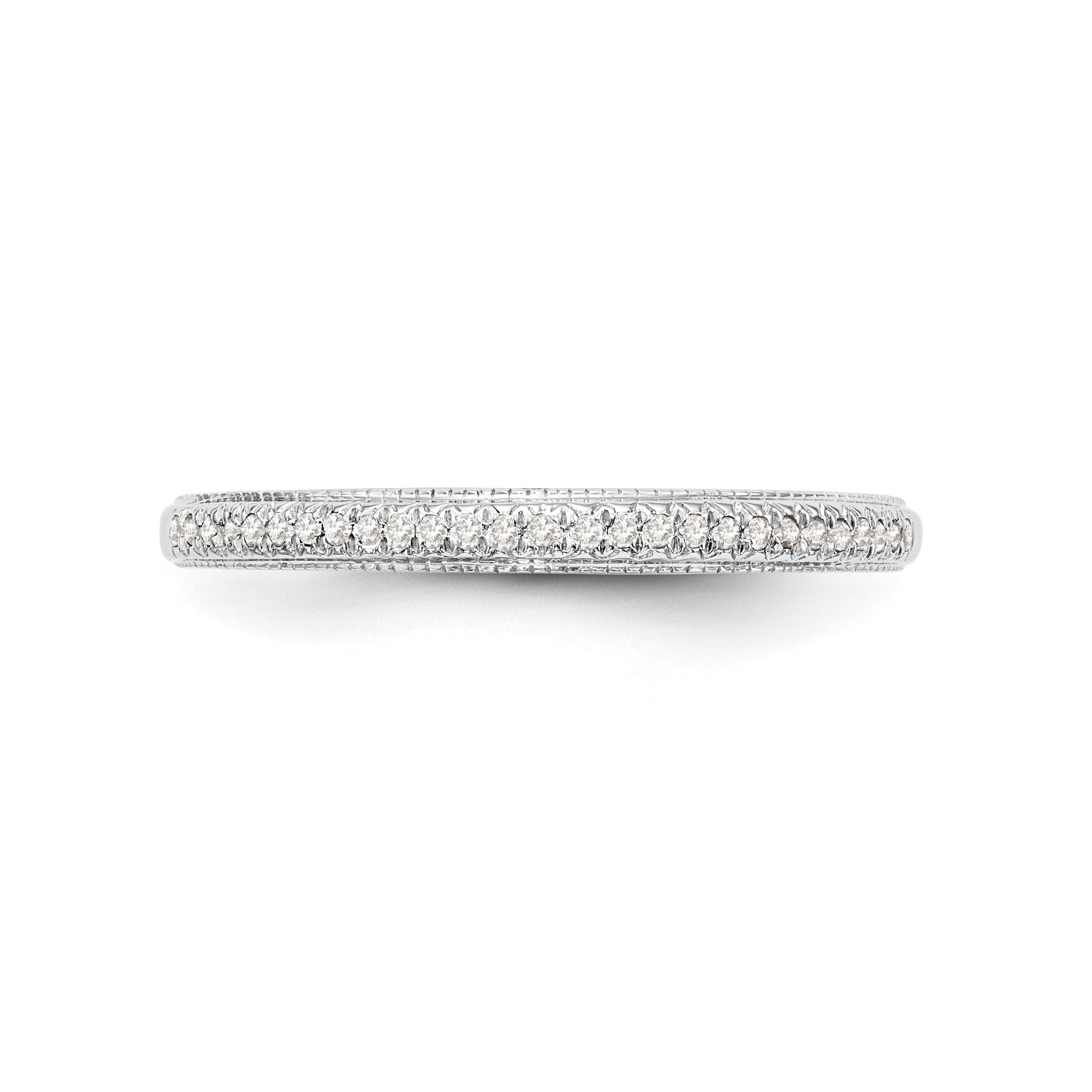 14K White Gold 1/15 carat Diamond Complete Wedding Band - 7