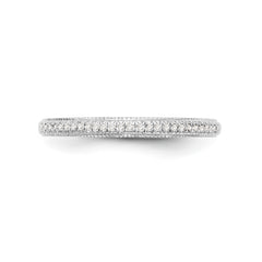 14K White Gold 1/15 carat Diamond Complete Wedding Band - 7