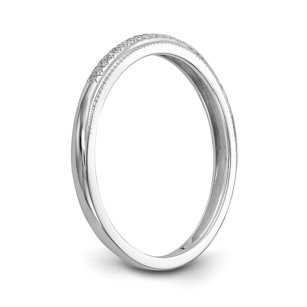 14K White Gold 1/15 carat Diamond Complete Wedding Band - 7