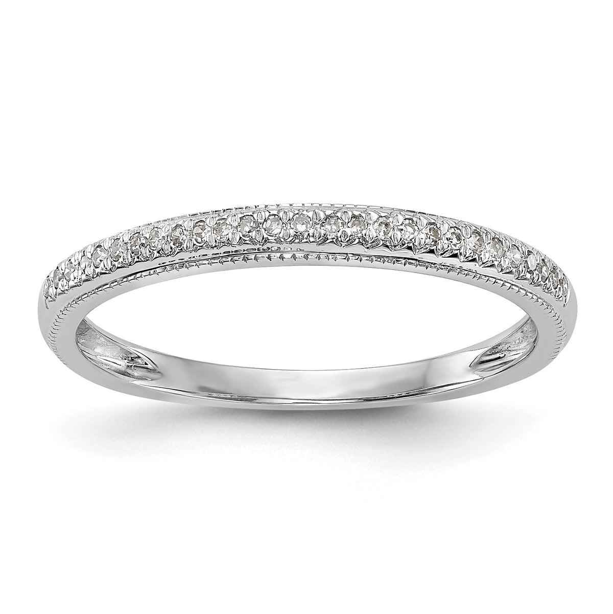 14K White Gold 1/15 carat Diamond Complete Wedding Band - 7