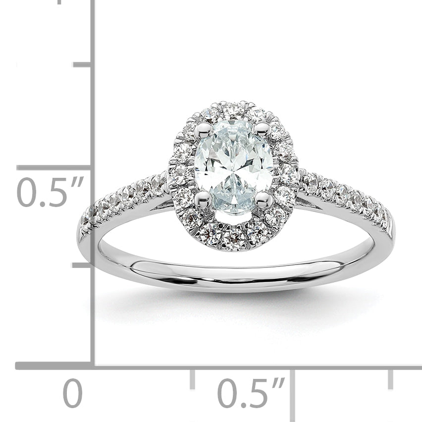 14K White Gold Lab Grown Diamond Oval Halo Complete Engagement Ring