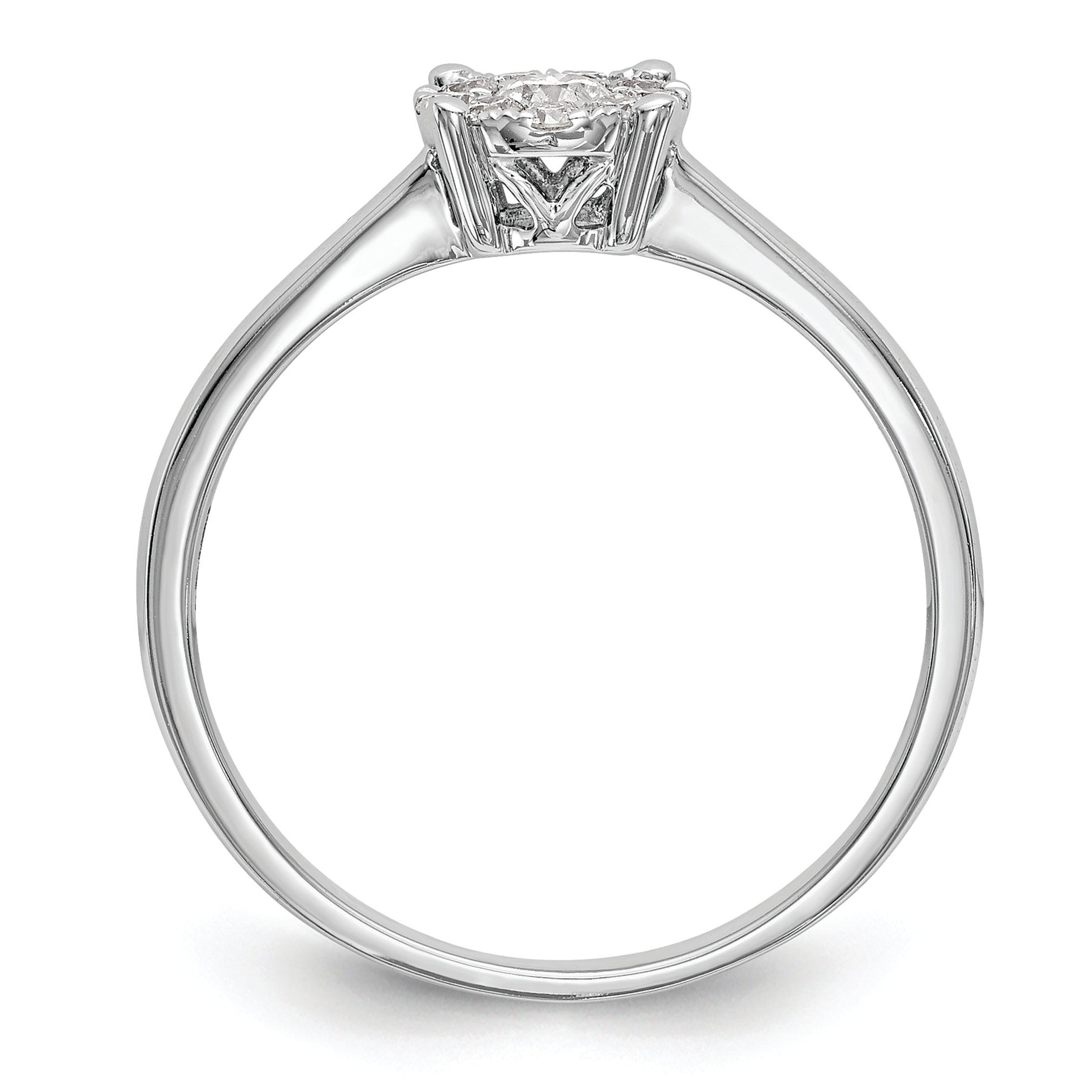 14K White Gold Halo Cluster 1/4 carat Diamond Complete Engagement Ring Secondary image
