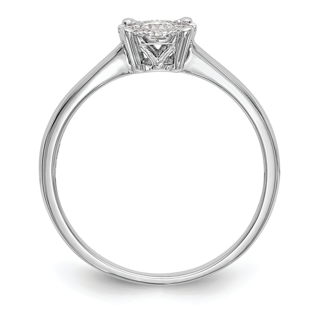 14K White Gold Halo Cluster 1/4 carat Diamond Complete Engagement Ring