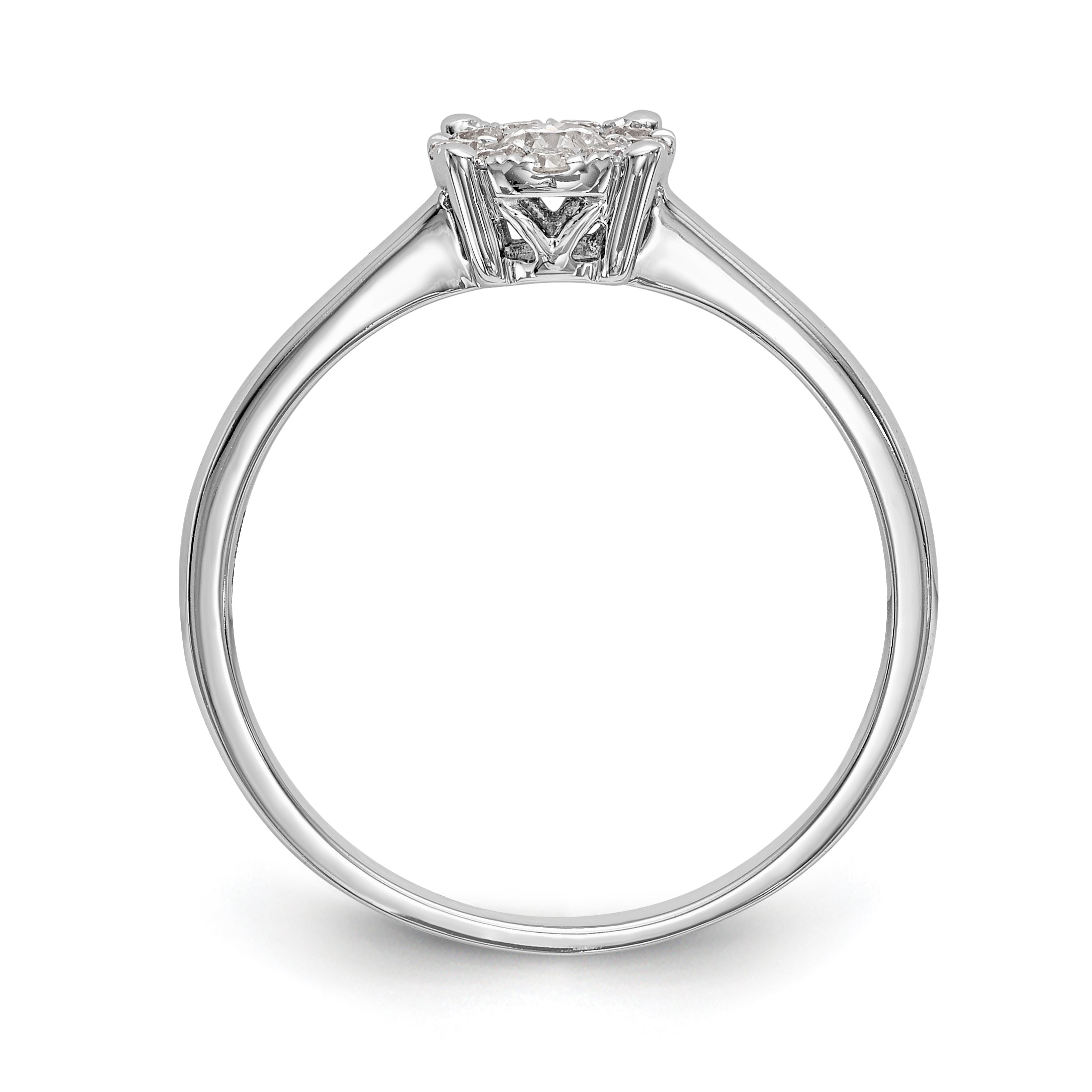 14K White Gold Halo Cluster 1/4 carat Diamond Complete Engagement Ring - 7