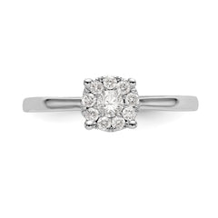 14K White Gold Halo Cluster 1/4 carat Diamond Complete Engagement Ring - 7
