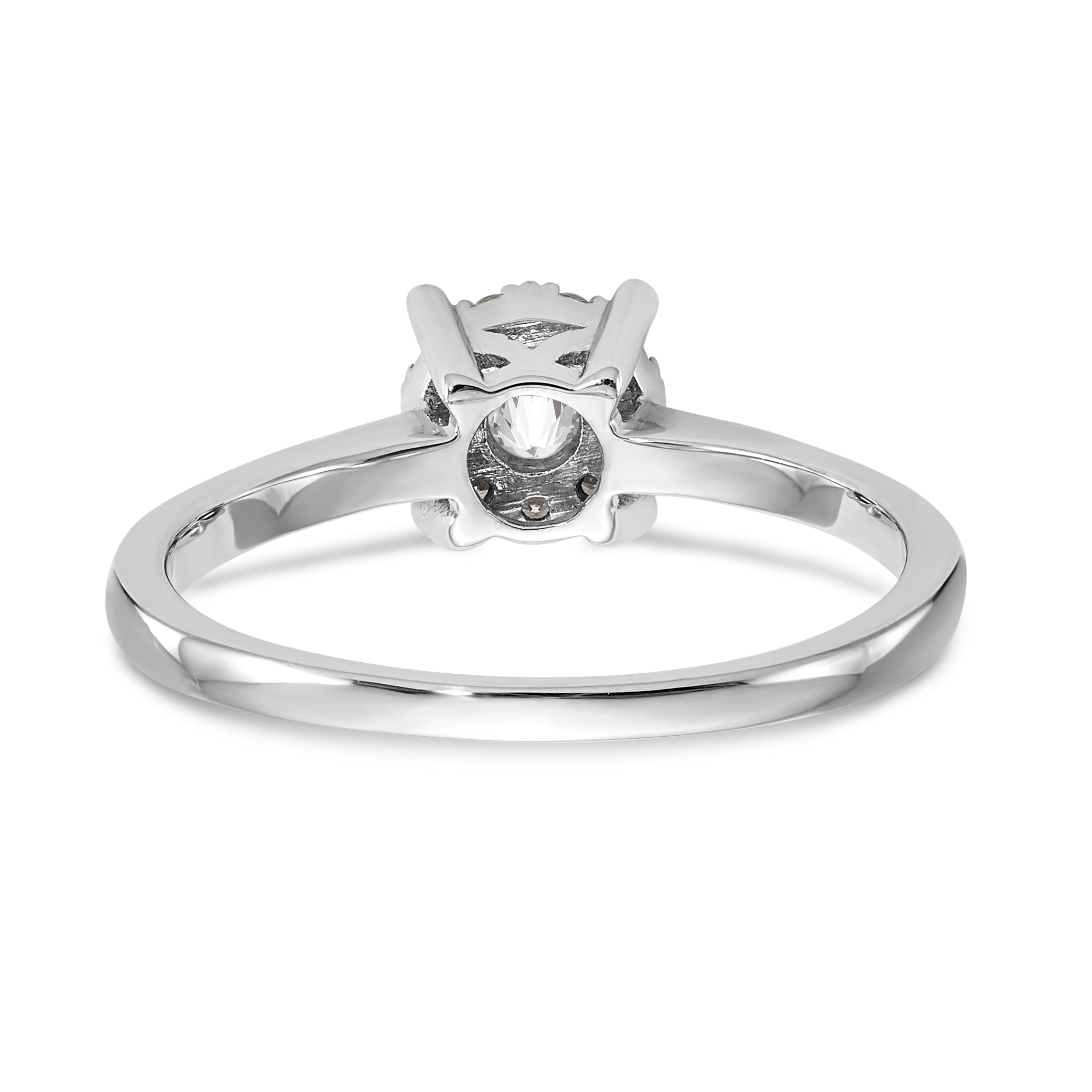 14K White Gold Halo Cluster 1/4 carat Diamond Complete Engagement Ring - 7