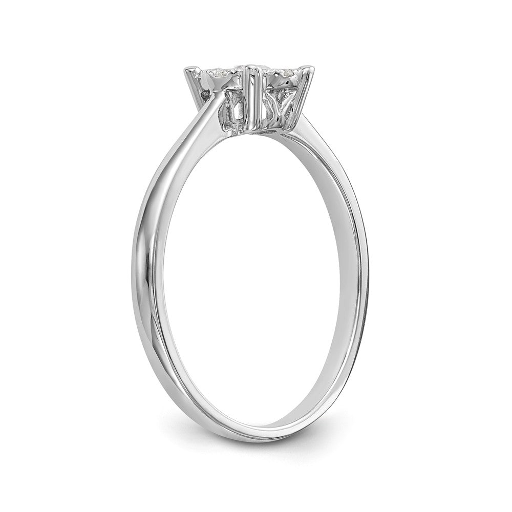 14K White Gold Halo Cluster 1/4 carat Diamond Complete Engagement Ring - 7