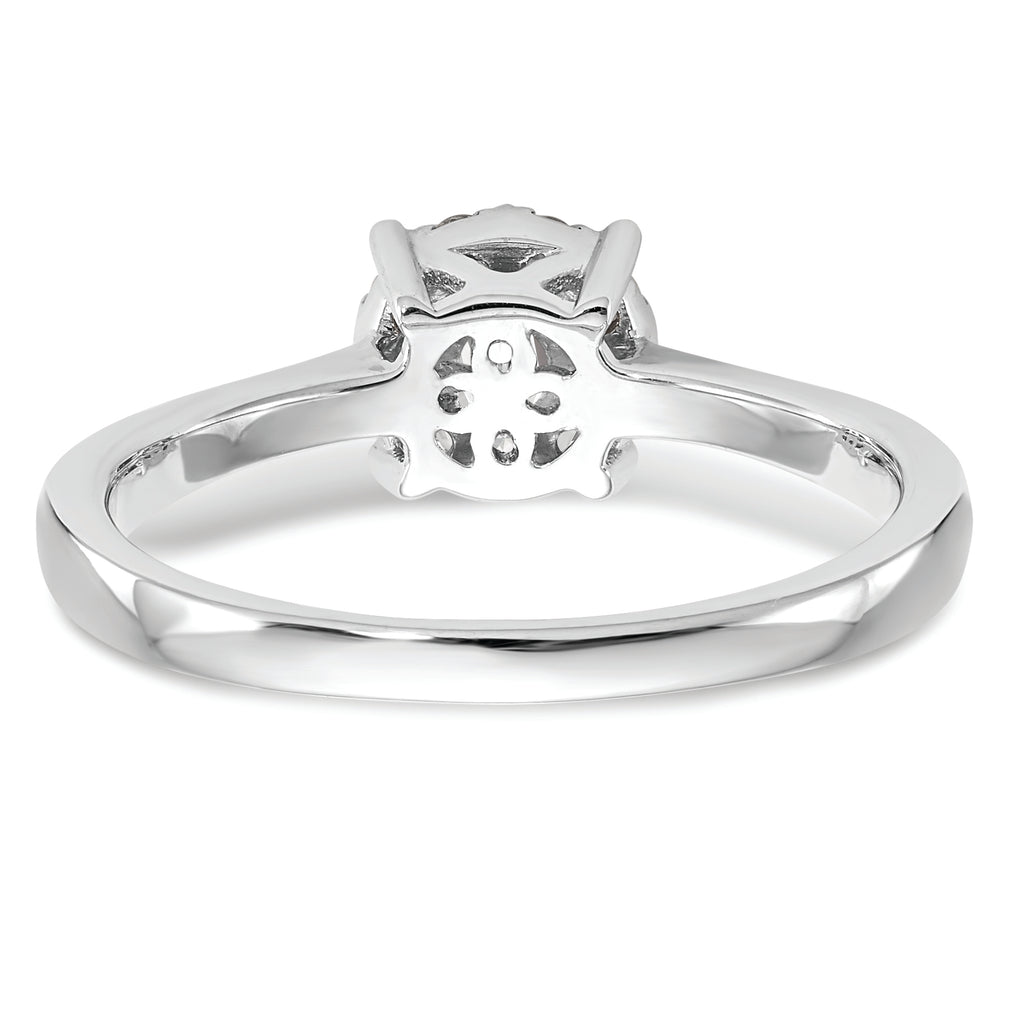 14K White Gold Halo Cluster 1/3 carat Diamond Complete Engagement Ring