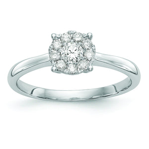 Halo Cluster Diamond Engagement Ring in 14K White Gold (1/3 ct. tw.), Size 7 - Sophia Jewelers