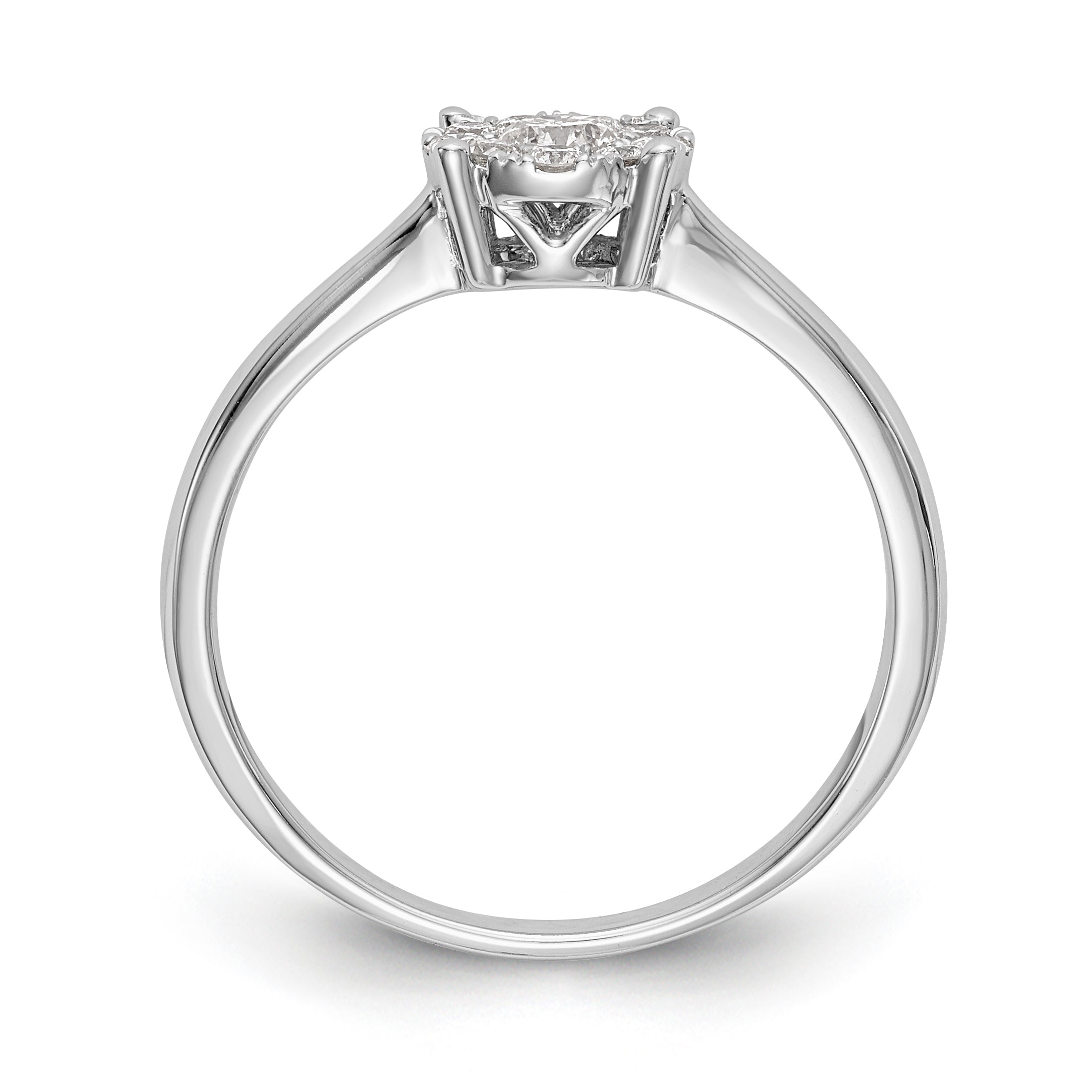 14K White Gold Halo Cluster 1/3 carat Diamond Complete Engagement Ring - 7