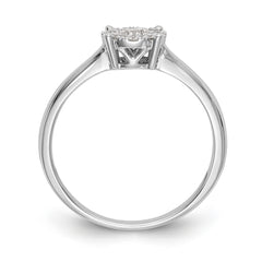 14K White Gold Halo Cluster 1/3 carat Diamond Complete Engagement Ring - 7