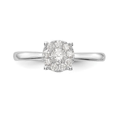 14K White Gold Halo Cluster 1/3 carat Diamond Complete Engagement Ring - 7