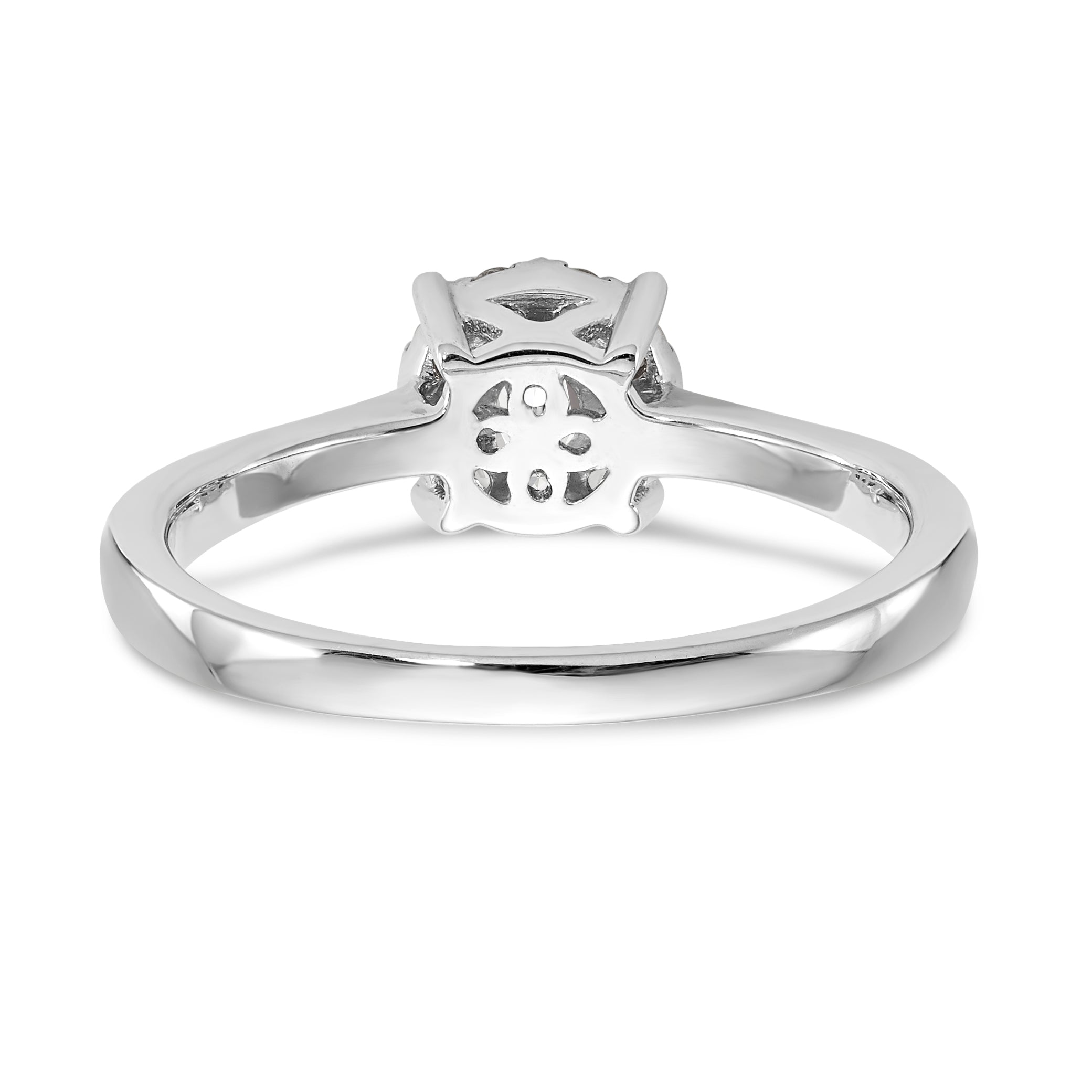 14K White Gold Halo Cluster 1/3 carat Diamond Complete Engagement Ring - 7