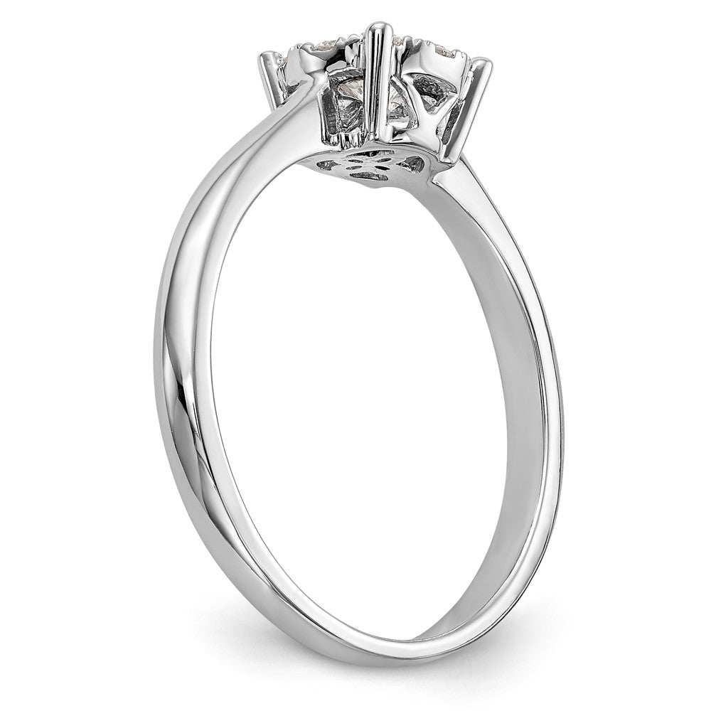 14K White Gold Halo Cluster 1/3 carat Diamond Complete Engagement Ring - 7