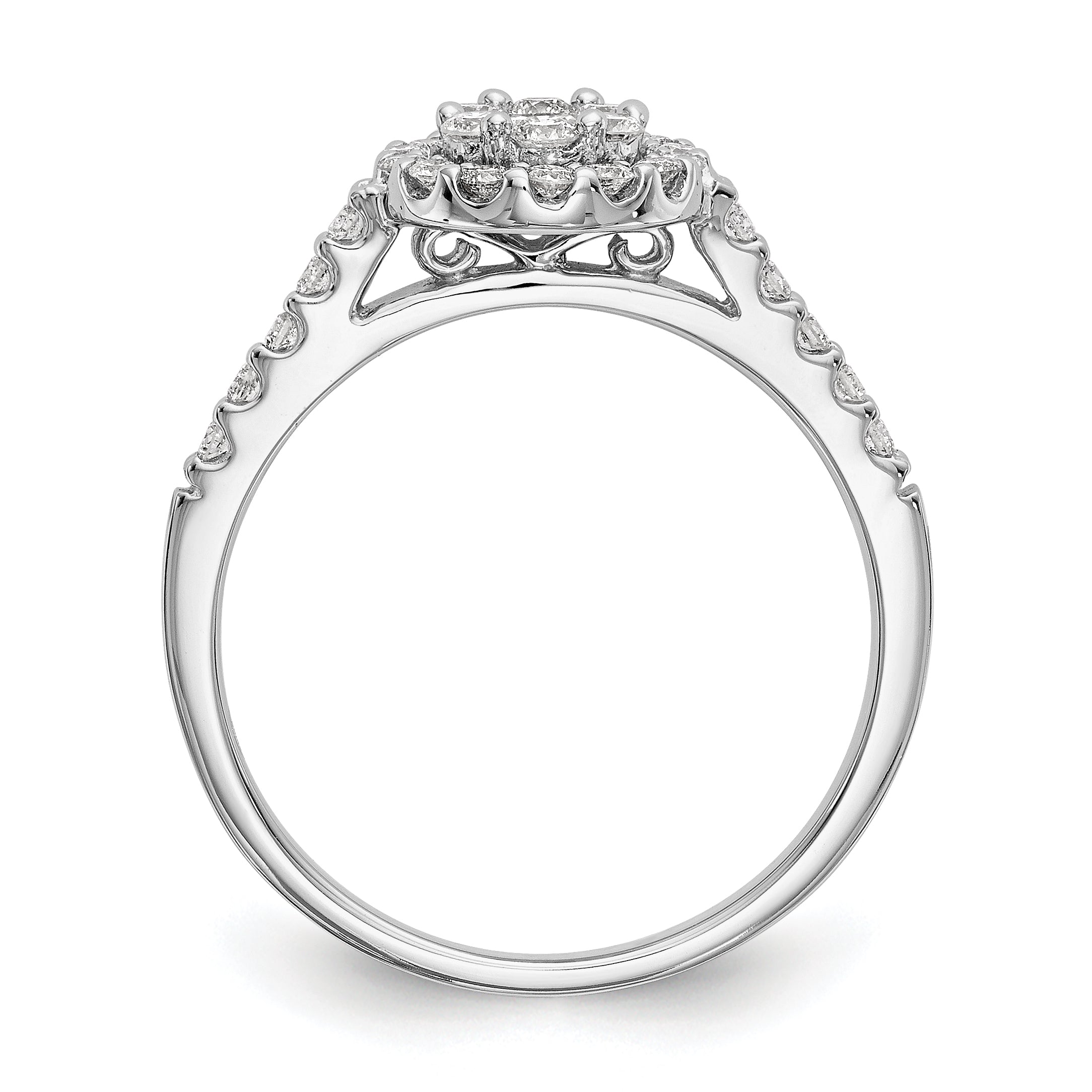 14K White Gold Complete Diamond Cluster Engagement Ring Secondary image