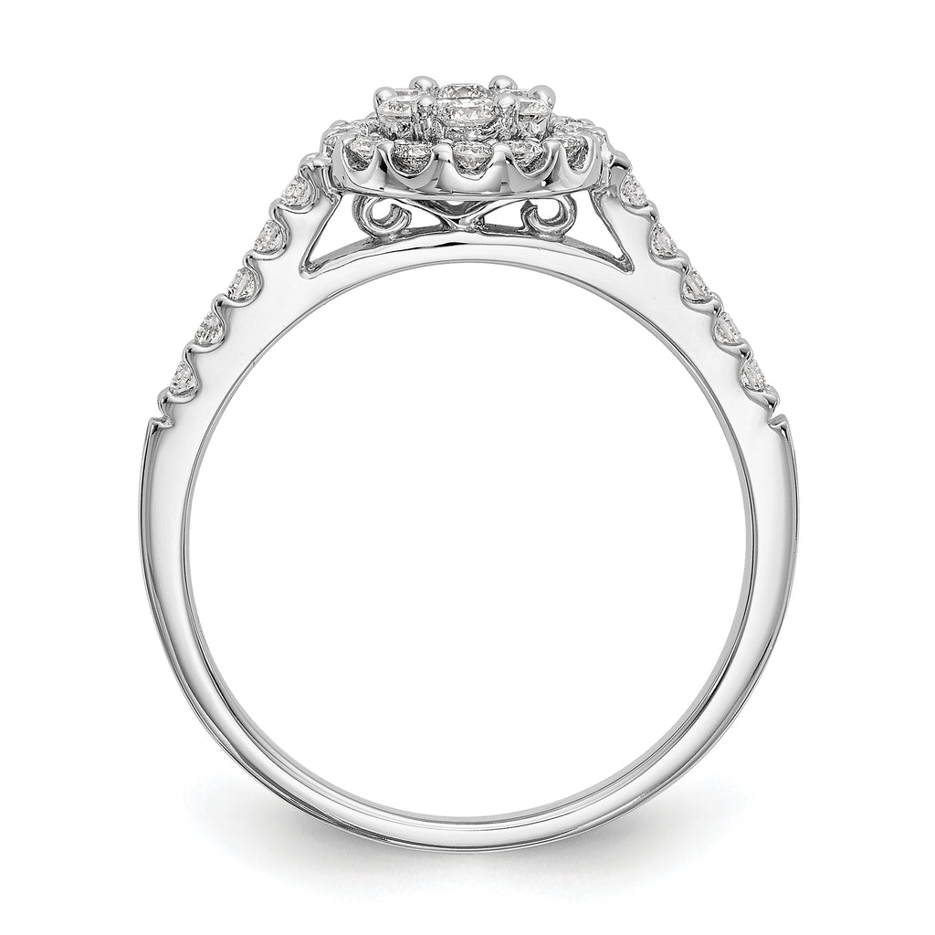14K White Gold Complete Diamond Cluster Engagement Ring