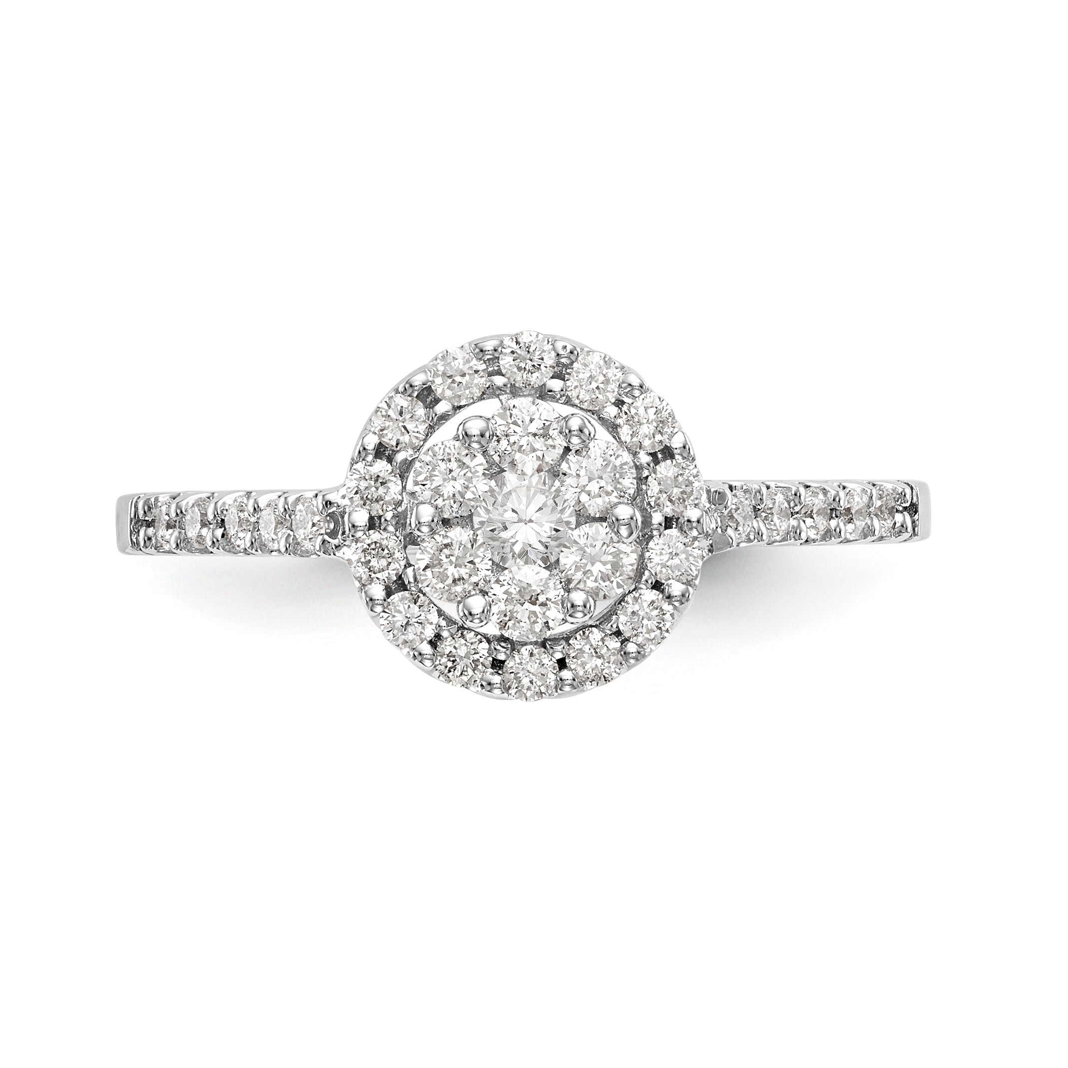 14K White Gold Complete Diamond Cluster Engagement Ring