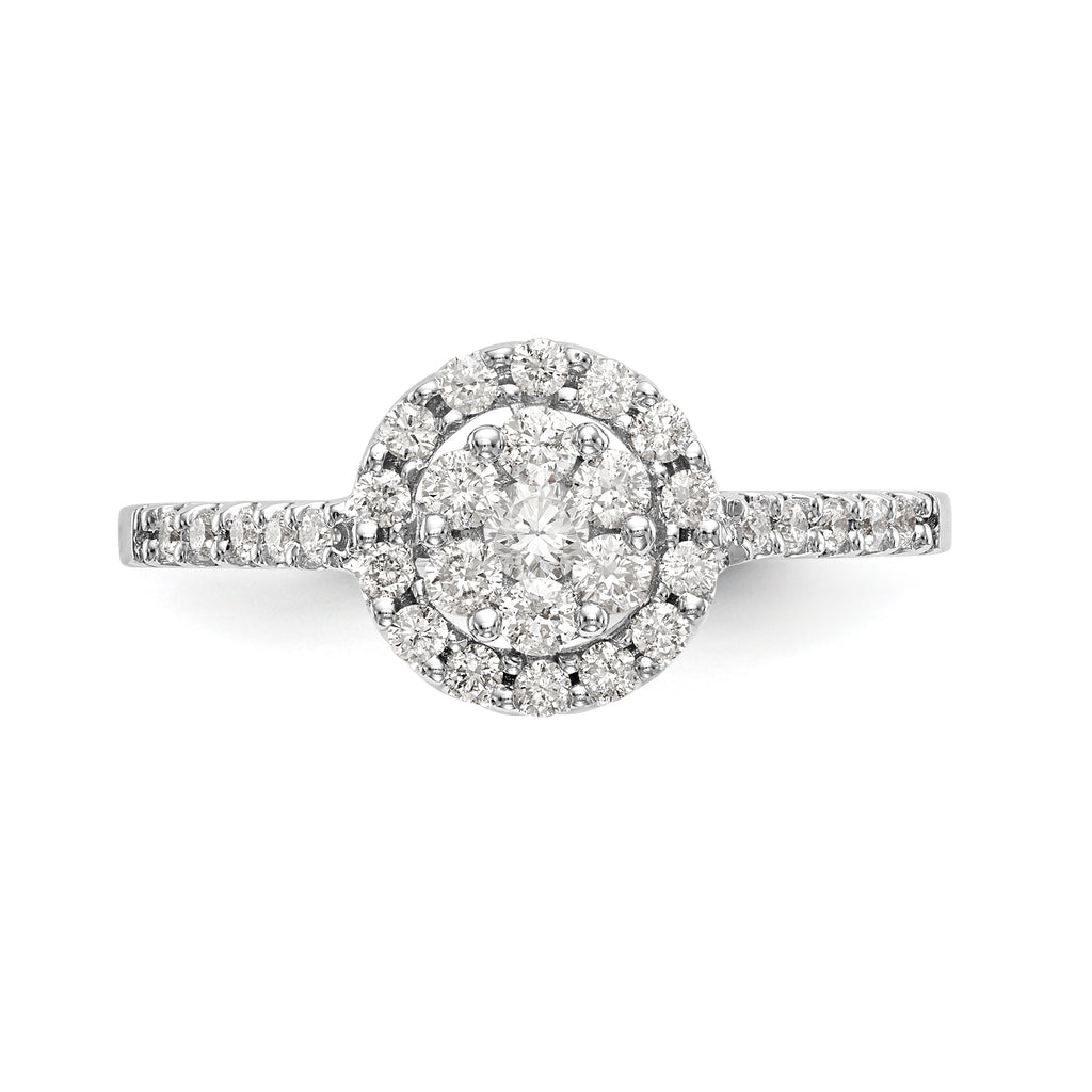 14K White Gold Complete Diamond Cluster Engagement Ring
