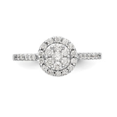 14K White Gold Complete Diamond Cluster Engagement Ring