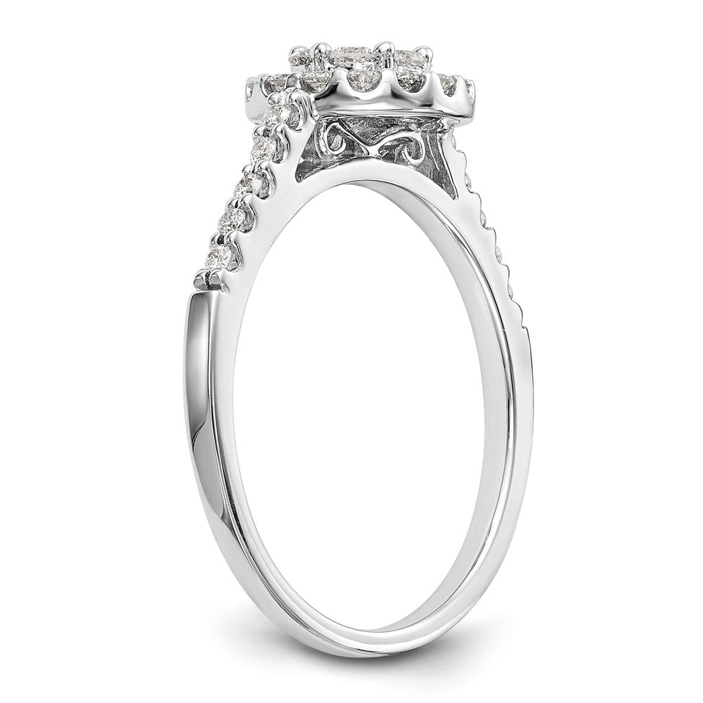 14K White Gold Complete Diamond Cluster Engagement Ring