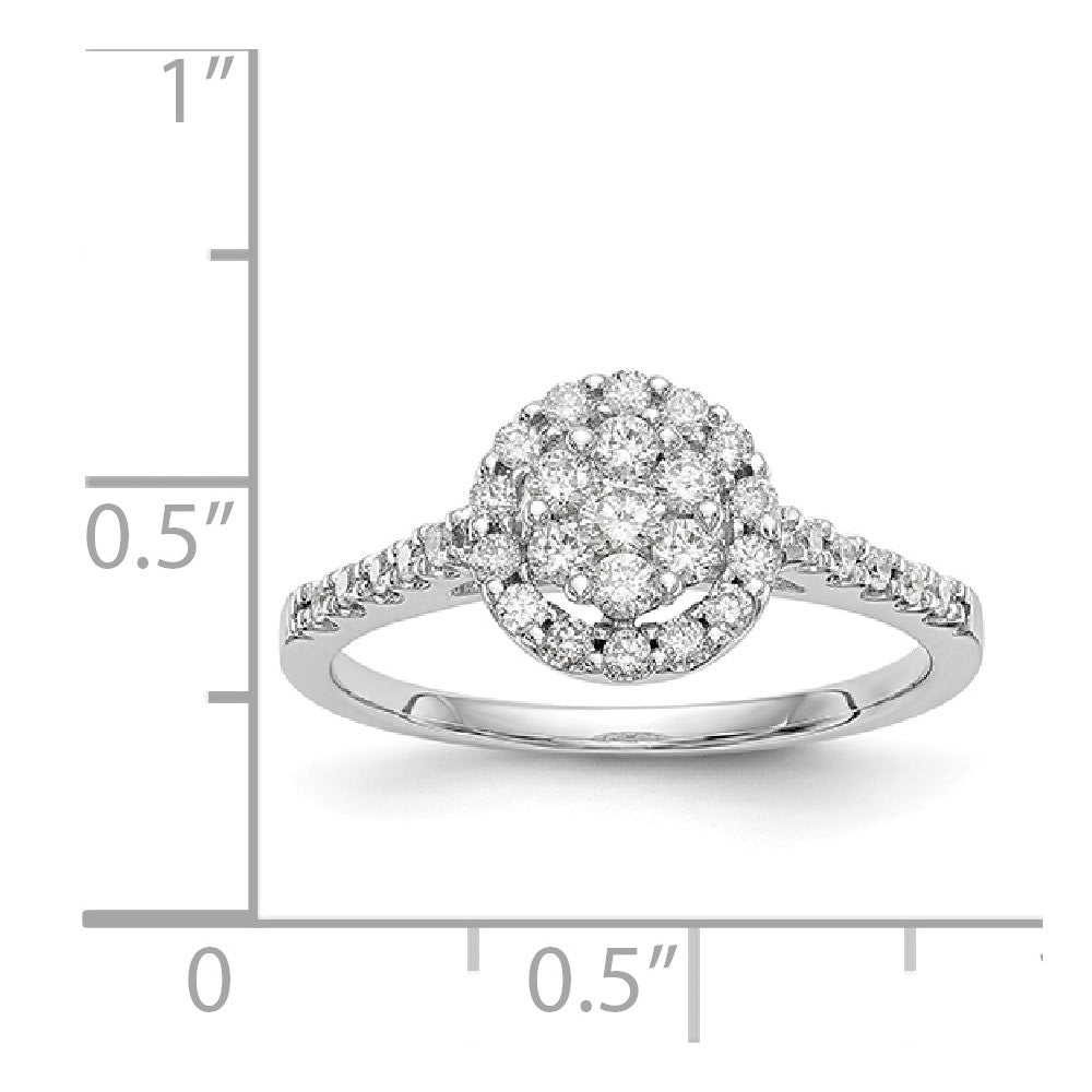 14K White Gold Complete Diamond Cluster Engagement Ring