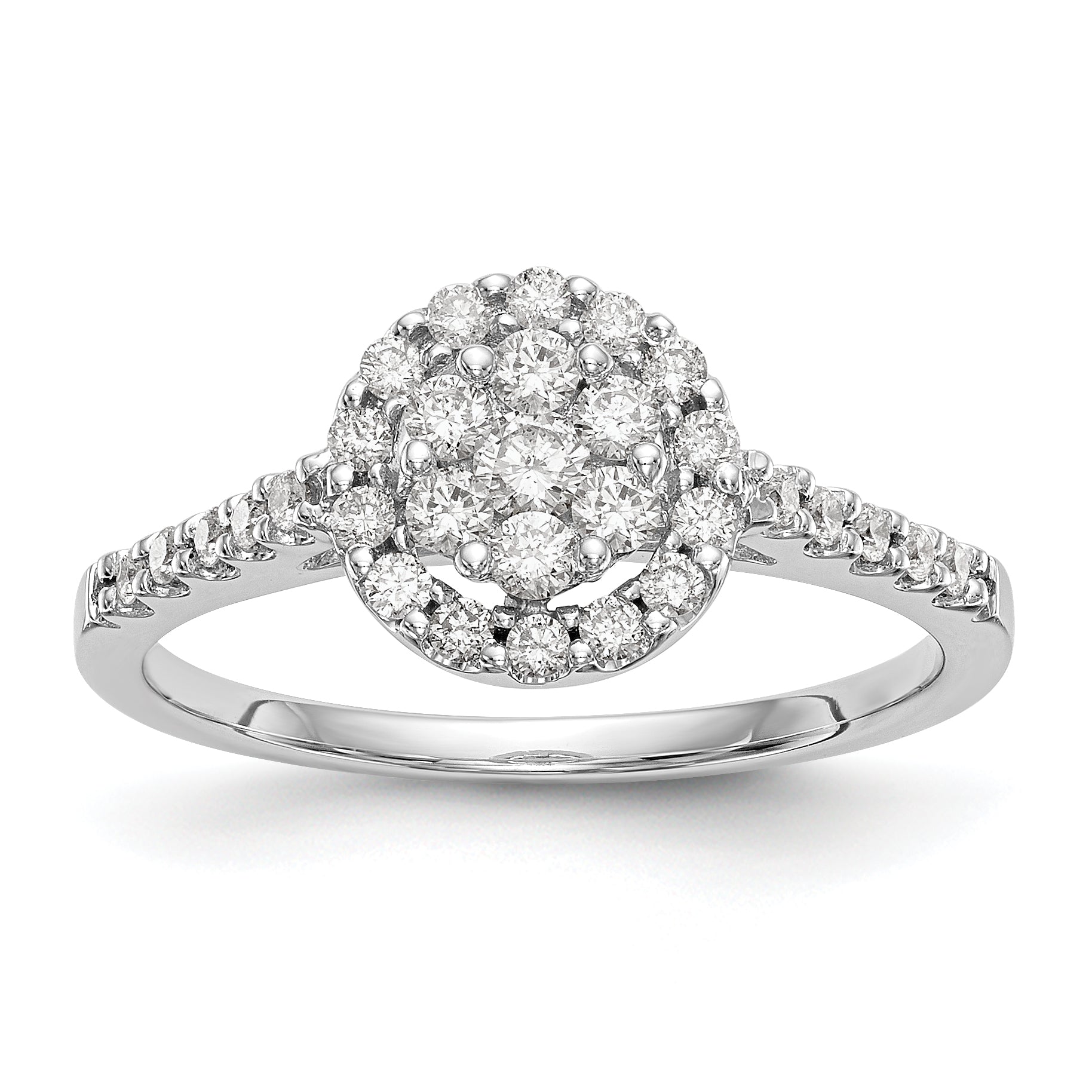 14K White Gold Complete Diamond Cluster Engagement Ring Main image