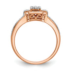 14K Rose Gold Square Cluster 1/5 carat Diamond Complete Engagement Ring