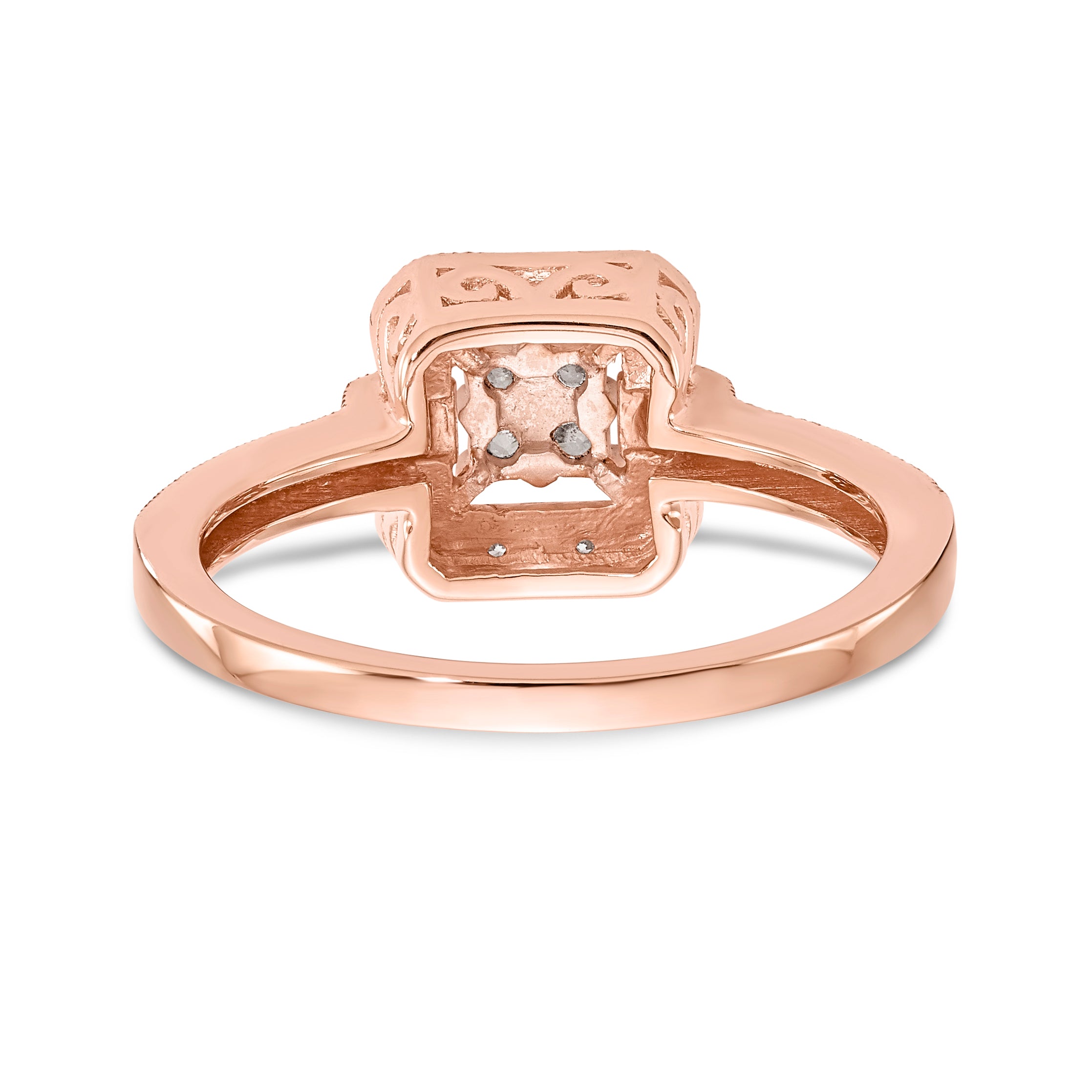 14K Rose Gold Square Cluster 1/5 carat Diamond Complete Engagement Ring