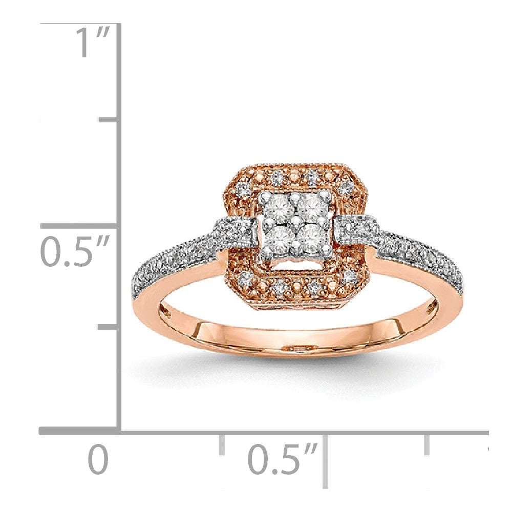 14K Rose Gold Complete Diamond Cluster Engagement Ring