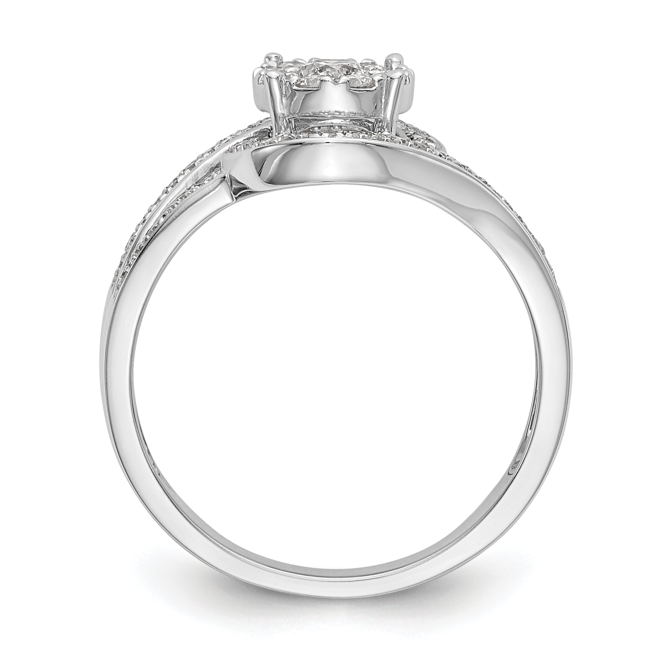 14K White Gold Complete Diamond Cluster Engagement Ring Secondary image