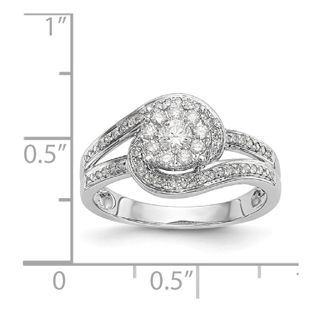 14K White Gold Complete Diamond Cluster Engagement Ring
