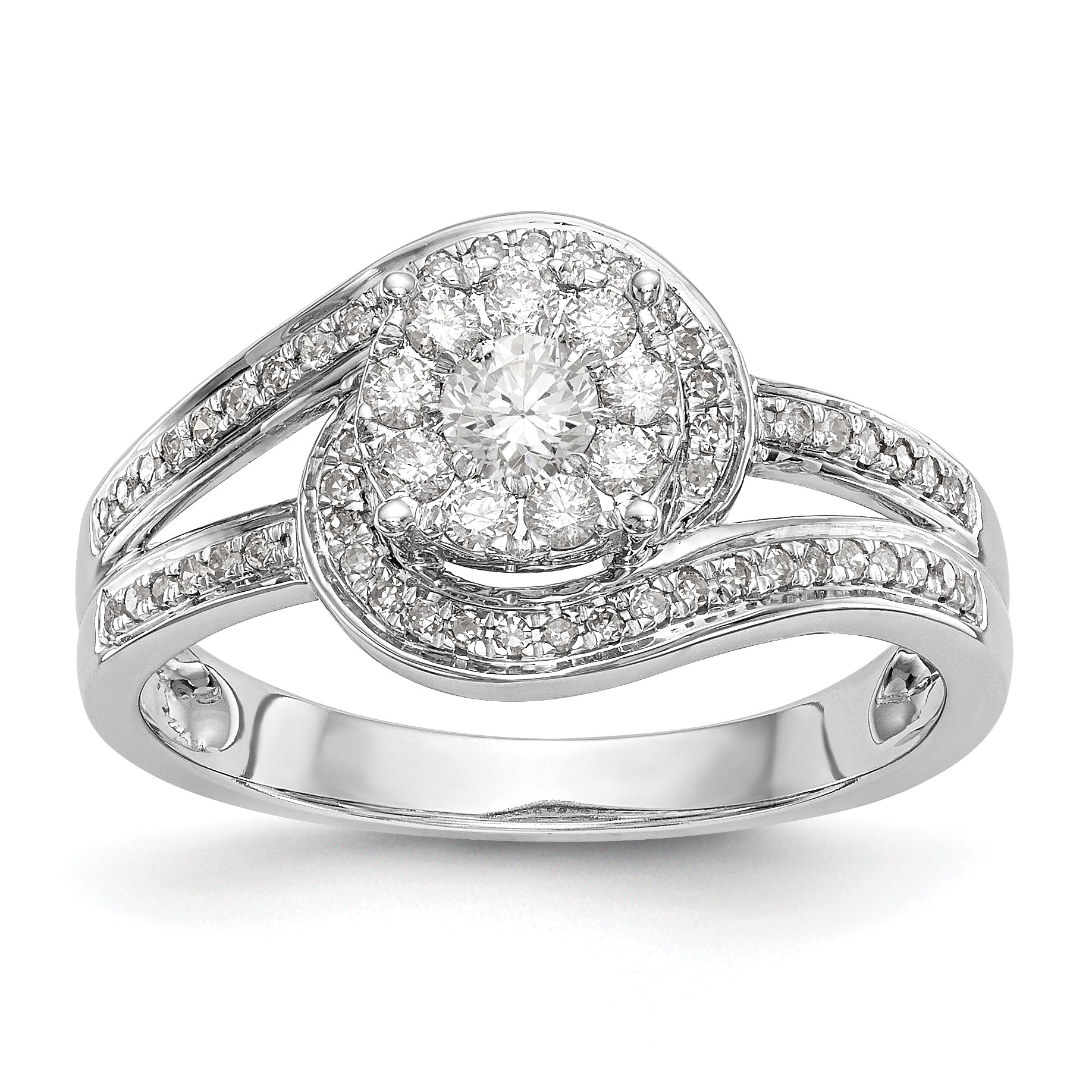 14K White Gold Complete Diamond Cluster Engagement Ring Main image