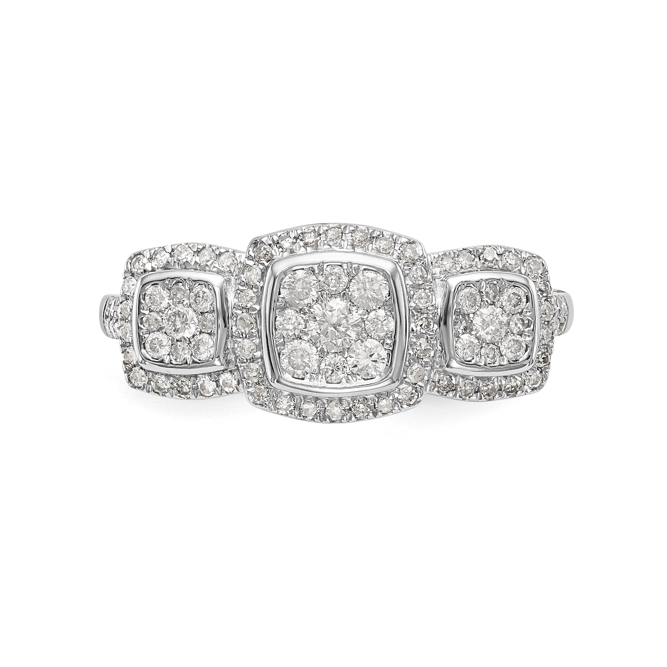 14K White Gold Complete Diamond Cluster Engagement Ring