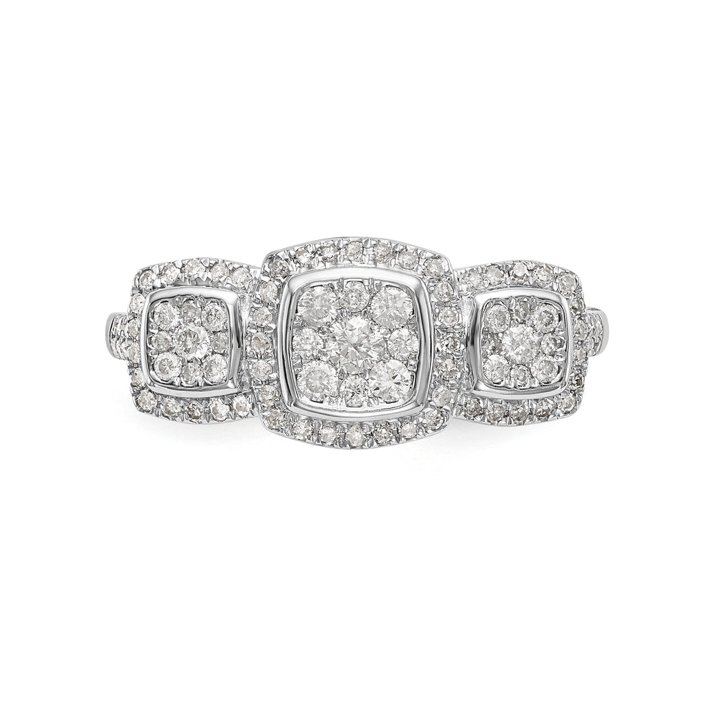 14K White Gold Complete Diamond Cluster Engagement Ring