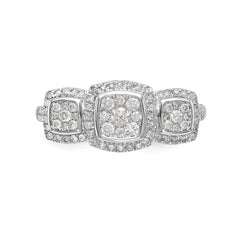14K White Gold Complete Diamond Cluster Engagement Ring