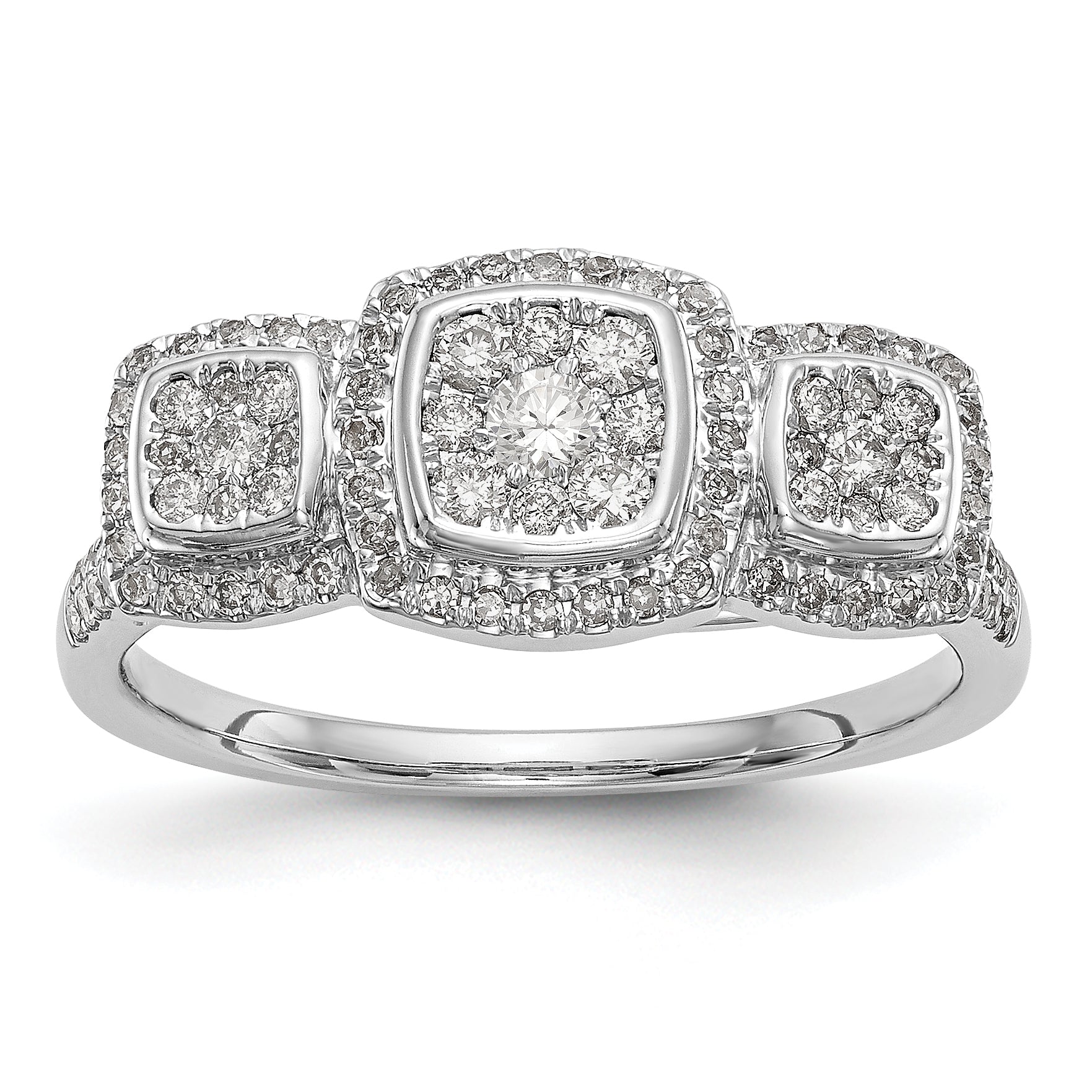 14K White Gold Complete Diamond Cluster Engagement Ring Main image